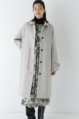 【SALE/20%OFF】human woman ◆ウールナイロンオックスステンカラーコート ヒューマン ウーマン ジャケット・アウター その他のジャケット・アウター グレー ブラウン【送料無料】
