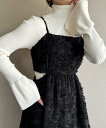 【SALE/48%OFF】JUNOAH バックリボンジャガードキャミワンピース ジュノア ワンピース・ドレス ワンピース グリーン ブラック ホワイト【送料無料】
