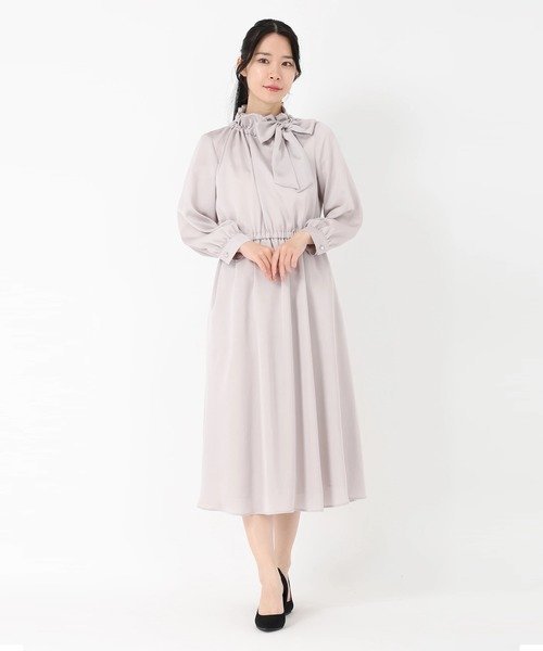 【SALE／5%OFF】STRAWBERRY-FIELDS フリルボウタイワンピース ストロベリーフィールズ ワンピース・ドレス ワンピース ピンク ネイビー【送料無料】