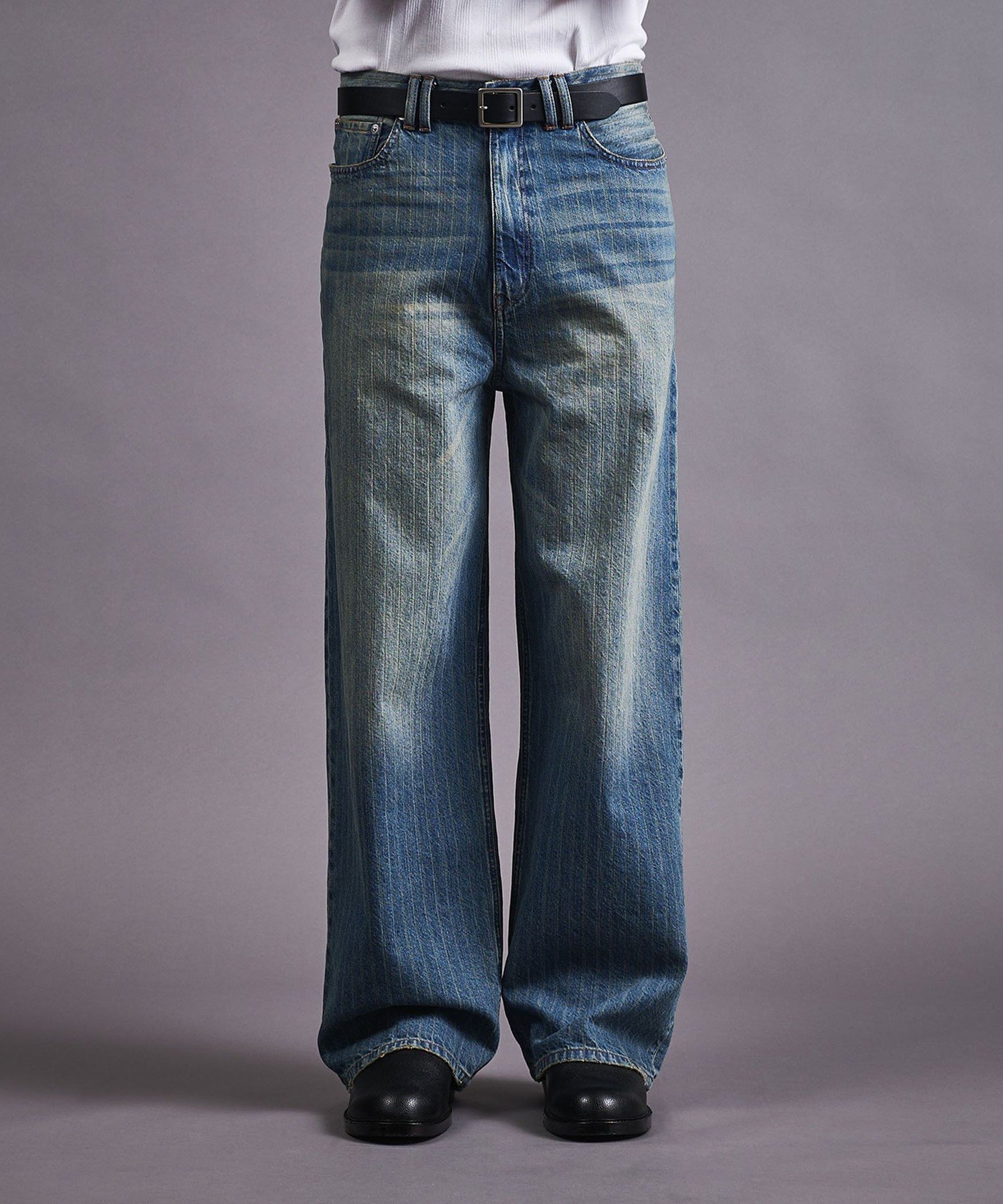 【SALE/30%OFF】monkey time BEAUTY&YOUTH UNITED ARROWS オーバーダイ ドビー ストライプ デニム バギー パンツ ビューティー&ユース ユナイテッドアローズ パンツ ジーンズ・デニムパンツ ブラック【送料無料】