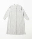NON NO ヒッコリーストライプ バンドカラーシャツワンピース マドモアゼルノンノン ワンピース・ドレス ワンピース ベージュ ホワイト グリーン【送料無料】(4)