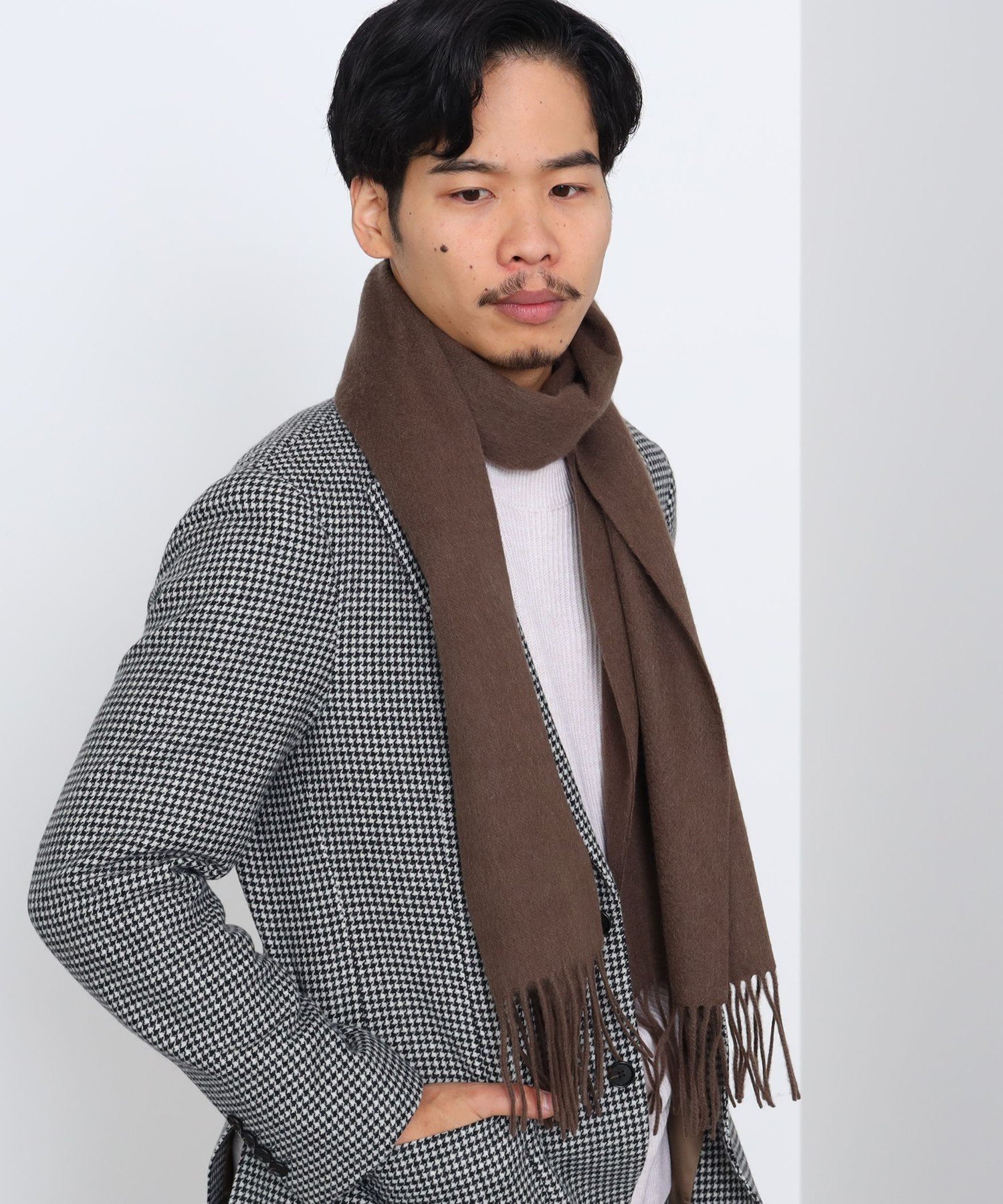 【SALE/50%OFF】BEAMS HEART MEN ウールカシミヤ マフラー ビームス アウトレット ファッション雑貨 マフラー・ストール・ネックウォーマー ブラウン ネイビー