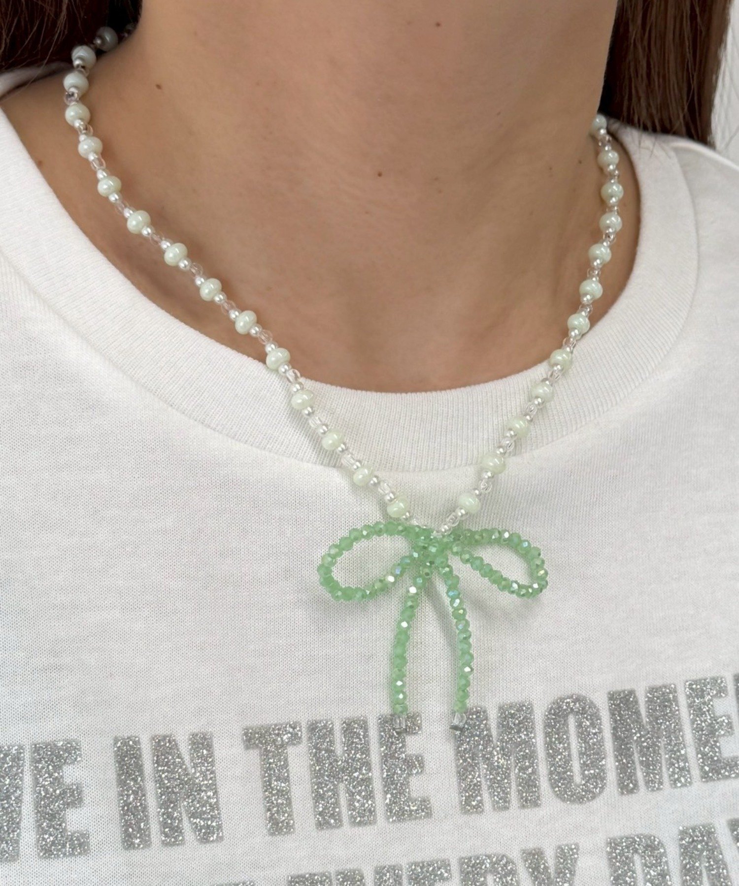 【SALE/40%OFF】WEGO LADY'S Lリボンモチーフビーズネックレス ウィゴー アクセサリー・腕時計 ネックレス グリーン ピンク