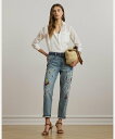 LAUREN RALPH LAUREN プリント ボーイフレンド テーパード アンクル ジーンズ ラルフローレン パンツ ジーンズ・デニムパンツ ブルー【送料無...
