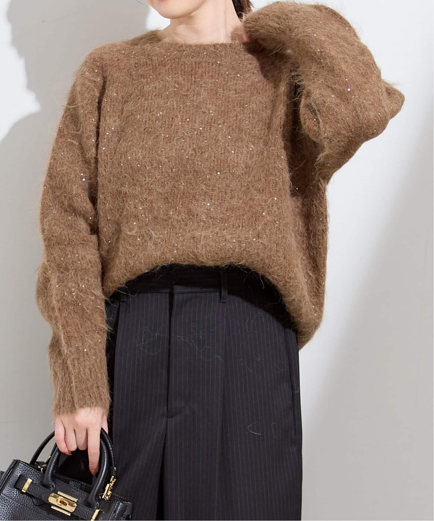 JOURNAL STANDARD L'ESSAGE アルパカMIXスパンコールプルオーバー ジャーナルスタンダード レサージュ トップス ニット ブラウン グレー ネイビー【送料無料】のサムネイル