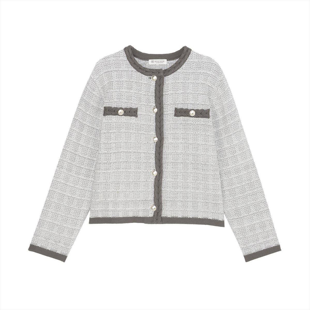 BRICK HOUSE by Tokyo Shirts アウター ツイード風 クルーネック ジャケット レディース BL13K100DE10R00-30 トーキョーシャツ ジャケット アウター ノーカラージャケット【送料無料】