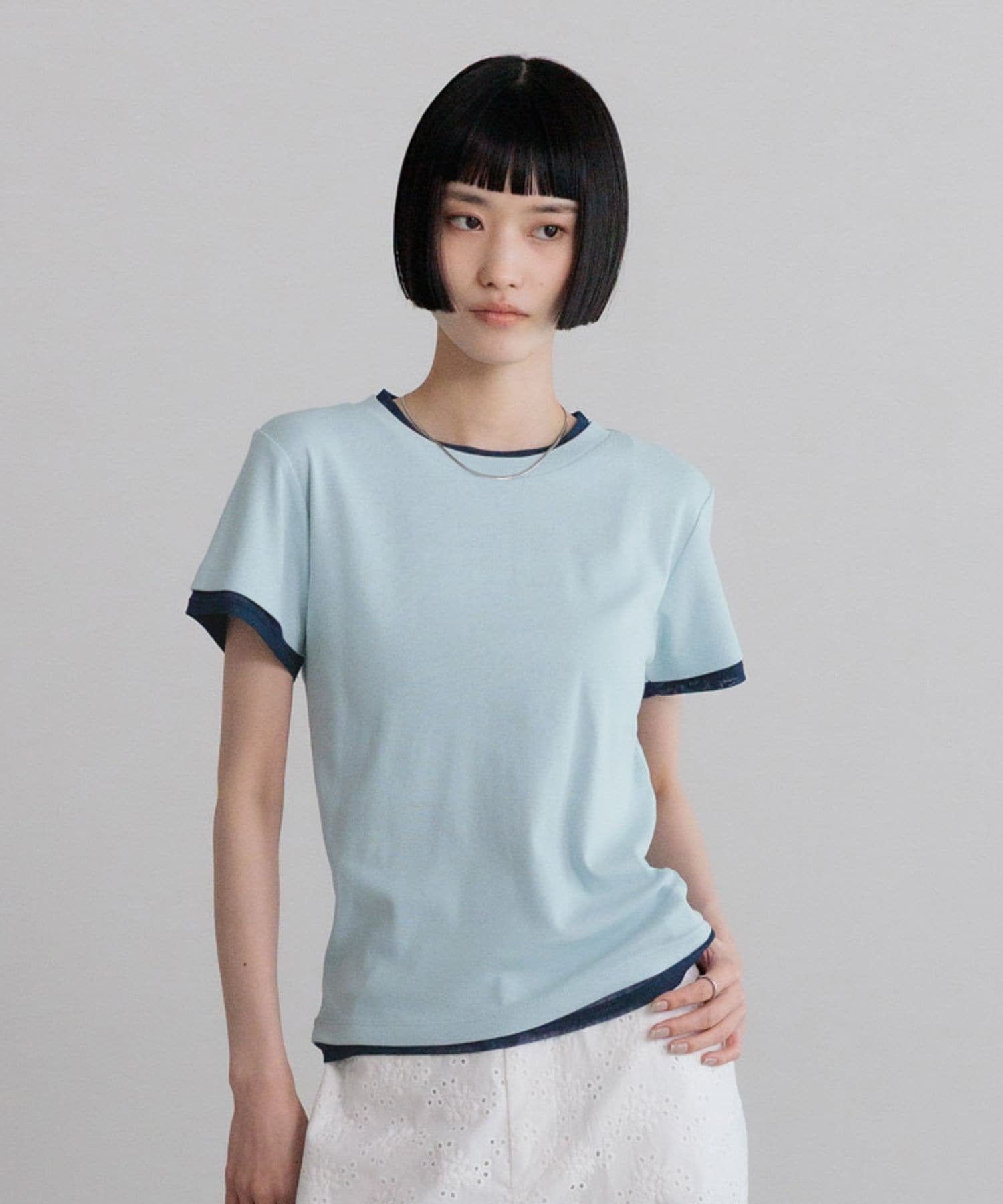 LOWRYS FARM レイヤードハイショクT ローリーズファーム トップス カットソー・Tシャツ ホワイト ブルー イエロー ブラック