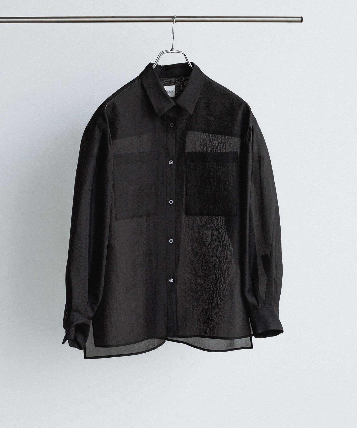 REALM 【一部店舗限定】【REALM(レルム)】SHEER SHIRT｜シアービッグシャツ ロペ トップス シャツ・ブラウス ベージュ ブラック ホワイト
