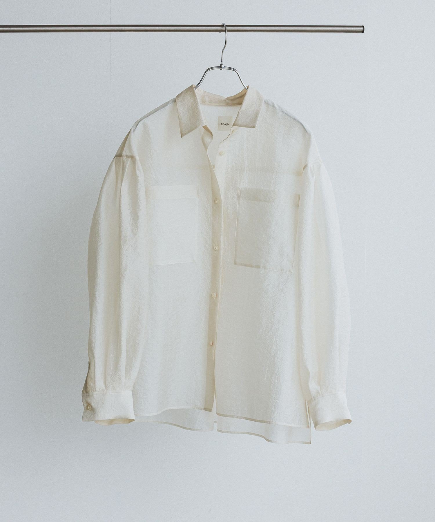 REALM 【一部店舗限定】【REALM(レルム)】SHEER SHIRT｜シアービッグシャツ ロペ トップス シャツ・ブラウス ベージュ ブラック ホワイト