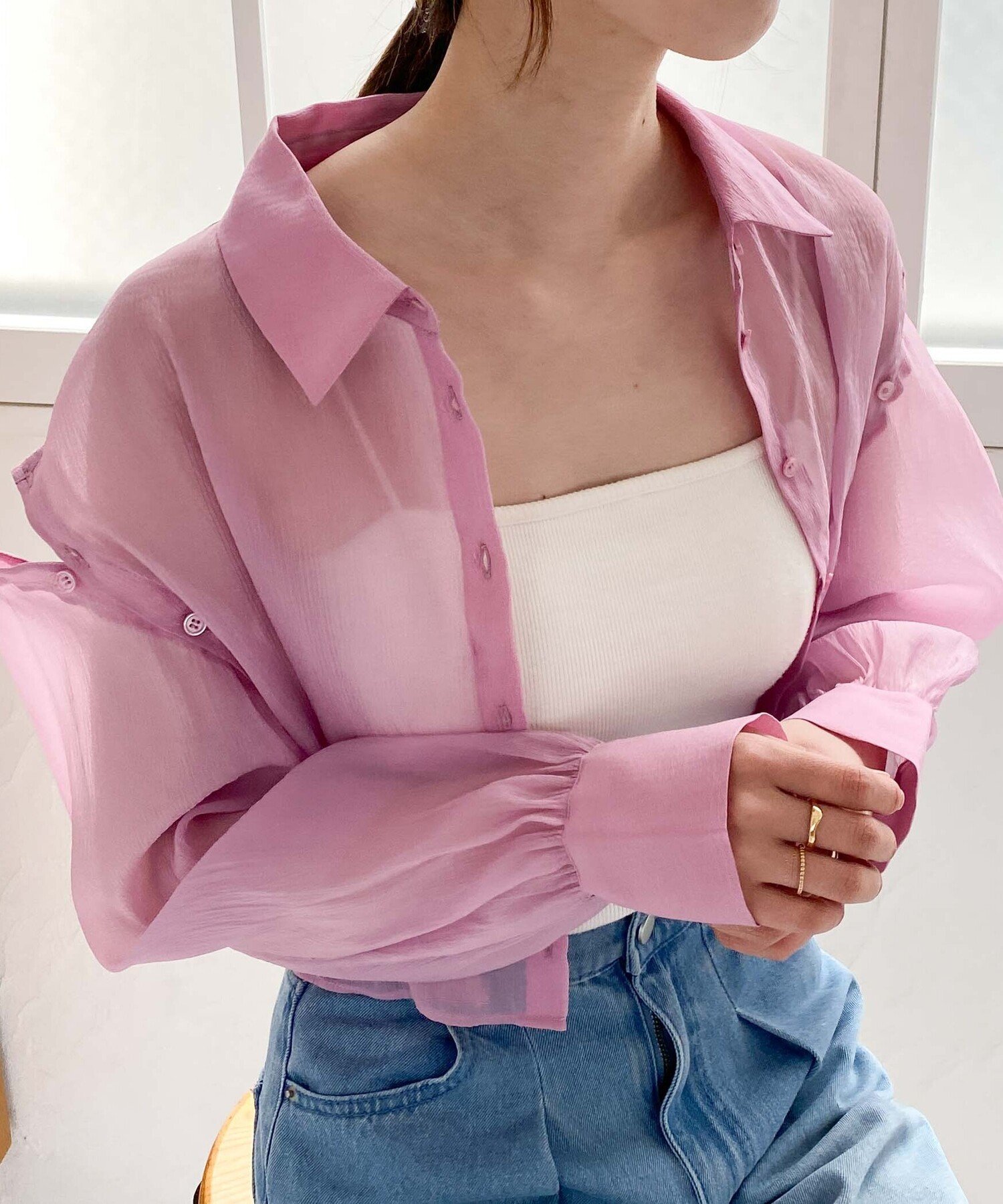 【SALE／62%OFF】archives シアーマルチWAY袖取外しシャツ アルシーヴ トップス シャツ・ブラウス ピンク ブラック ブルー ホワイトのサムネイル