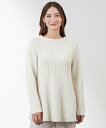 【SALE/25%OFF】AMACA ケーブル編みペプラムチュニックニット アマカ トップス ニット ブラック ホワイト【送料無料】