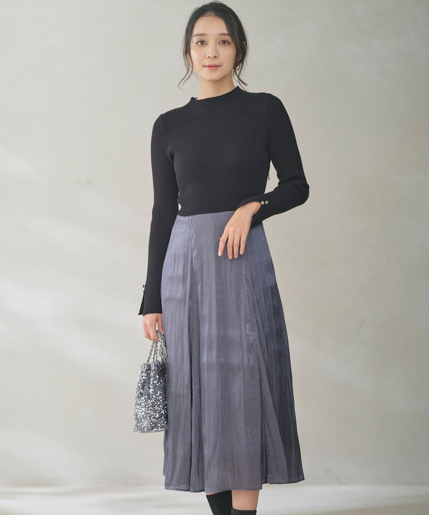 【SALE／50%OFF】ANY SIS S 【洗える】オーロラサテンコンビ ワンピース エニィスィス ワンピース・ド..