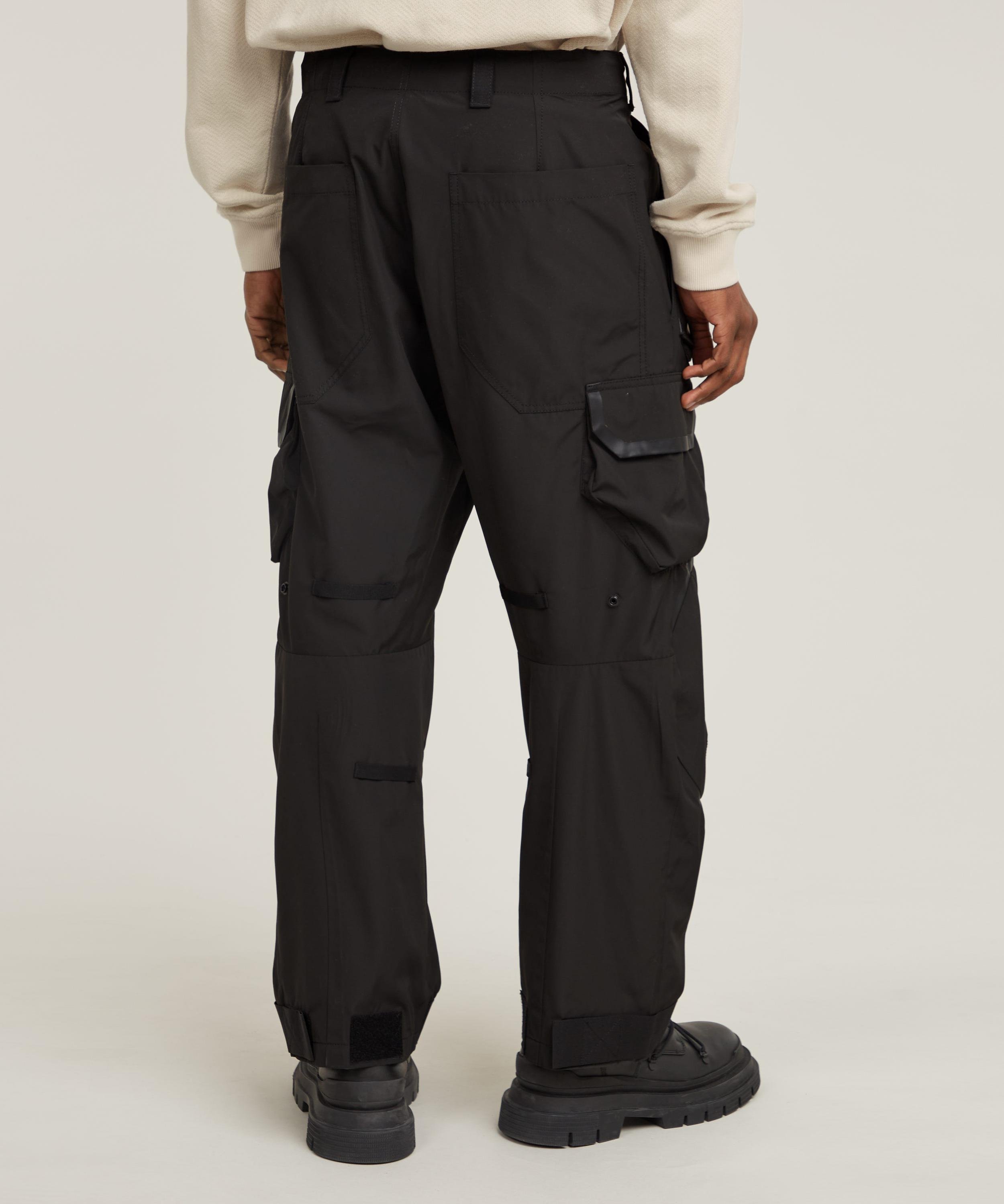 【公式ショップ】3D RELAXED KNEE CARGO PANTS/立体裁断撥水加工テックカーゴパンツ/ナイロンパンツ ジースターロゥ パンツ カーゴパンツ ブラック