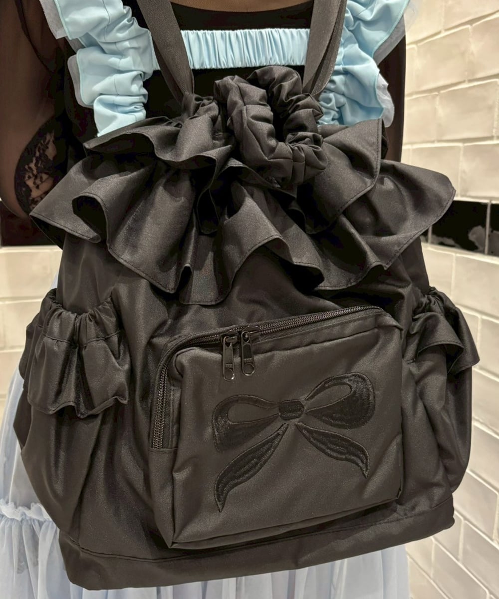 Candy Stripper RIBBON FRILL KNAPSACK キャンディストリッパー バッグ リュック・バックパック ブラック ピンク【送料無料】