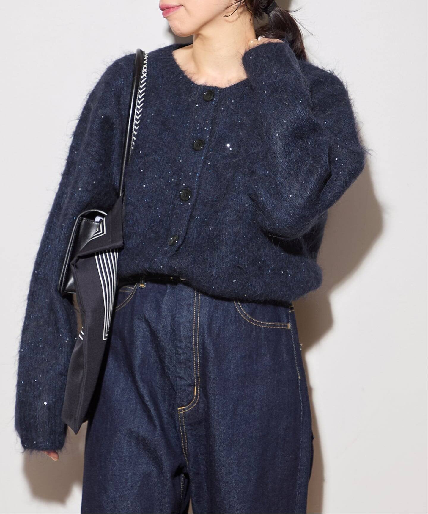 JOURNAL STANDARD L'ESSAGE アルパカMIXスパンコールカーディガン ジャーナルスタンダード レサージュ トップス カーディガン グレー ネイビー ブラウン【送料無料】のサムネイル