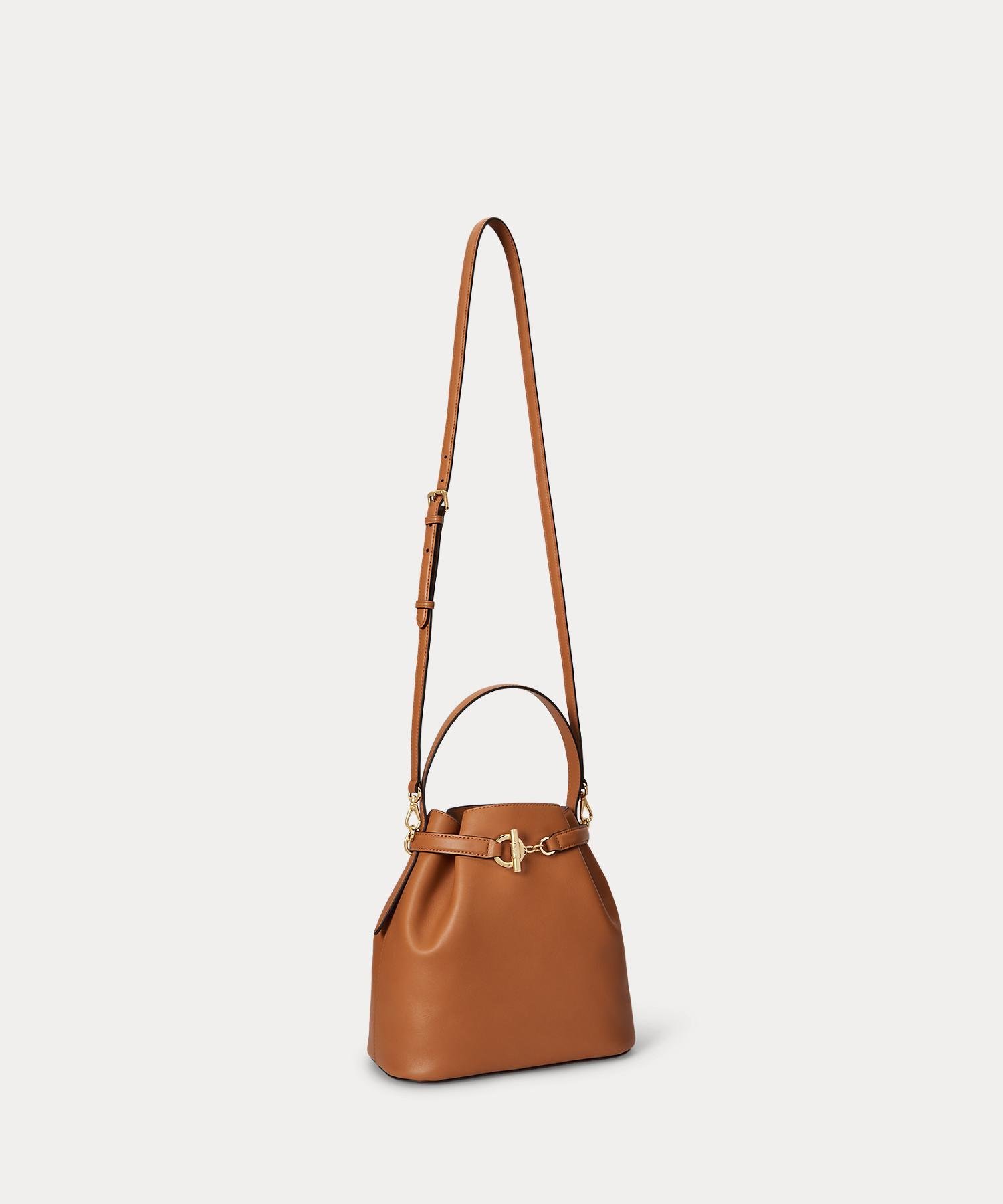 LAUREN RALPH LAUREN レザー ミディアム Blaike バケット バッグ ラルフローレン バッグ ハンドバッグ ブラウン【送料無料】