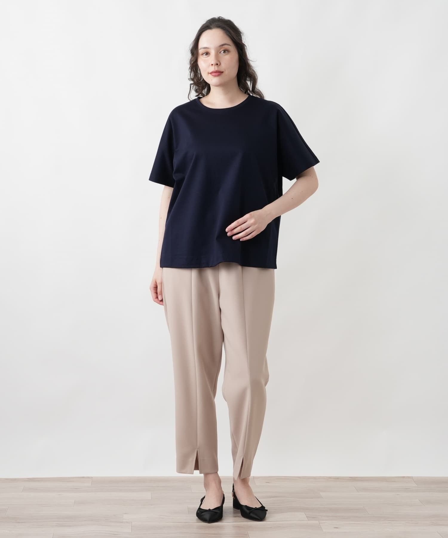 Leilian PLUS HOUSE Tシャツ レリアン プラスハウス トップス カットソー・Tシャツ ネイビー ホワイト