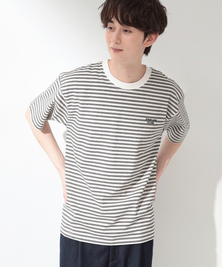 THE SHOP TK COOLボーダー 半袖Tシャツ 接触冷感/洗濯機OK ザ ショップ ティーケー トップス カットソー・Tシャツ ブラック ホワイト