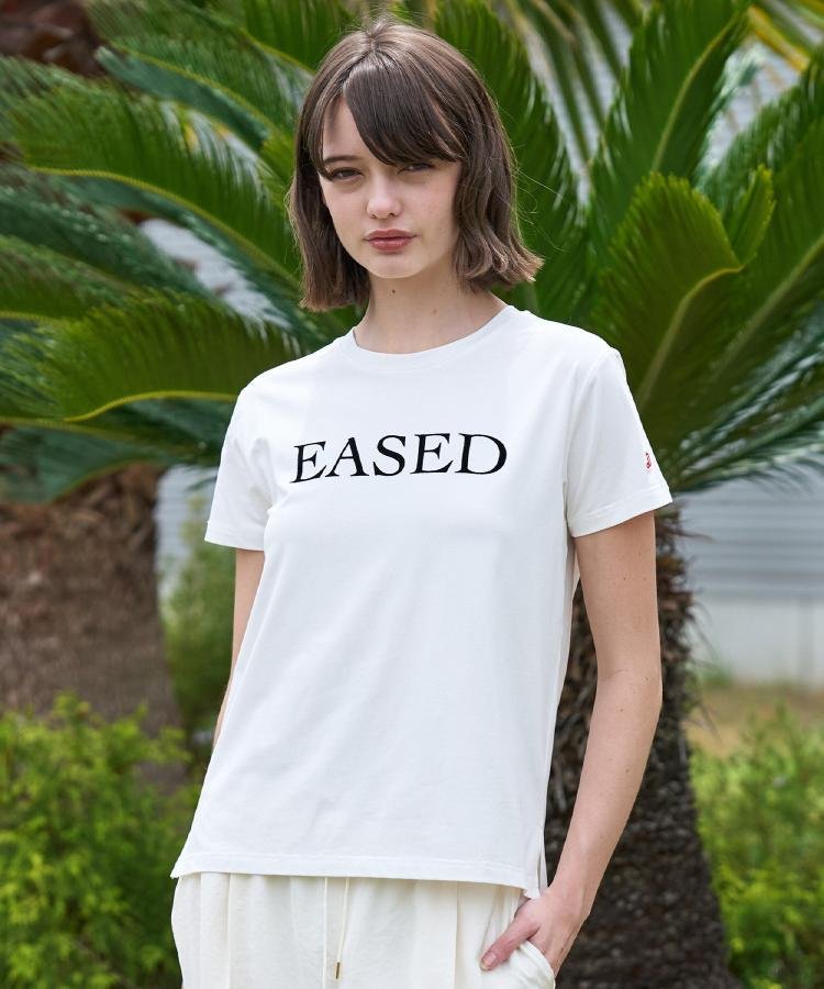 【立体ロゴ】フロッキーロゴプリントTシャツ ドレステリア トップス カットソー・Tシャツ ブラウン ホワイト グレー