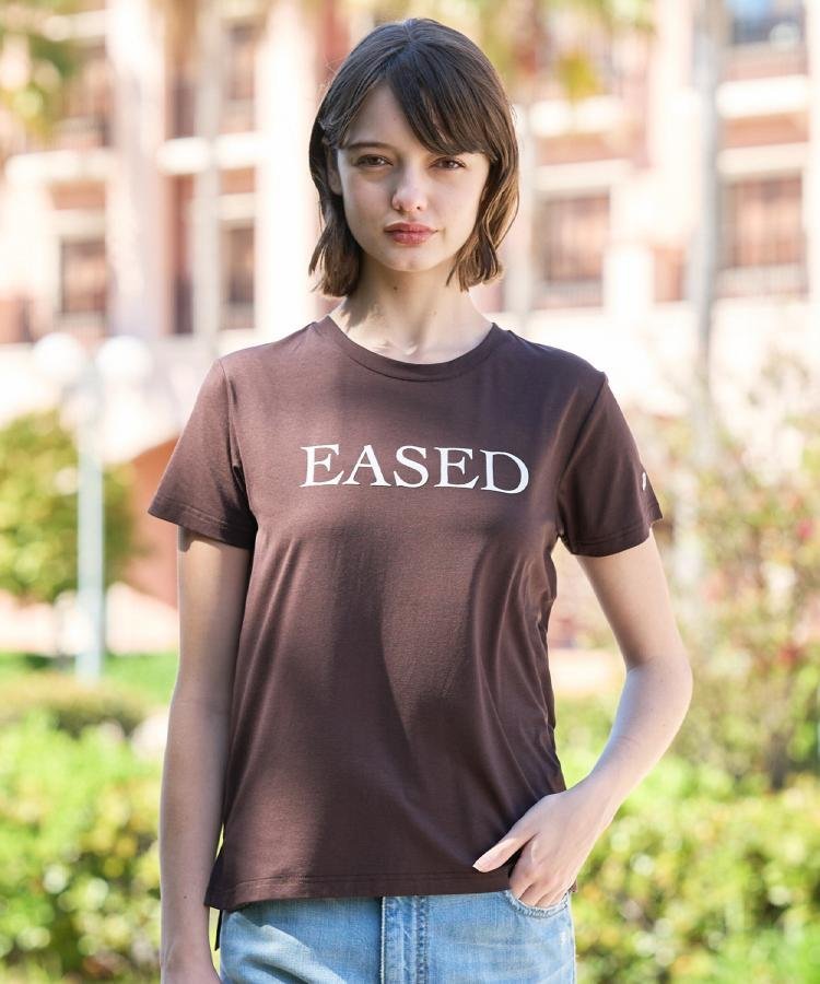 【立体ロゴ】フロッキーロゴプリントTシャツ ドレステリア トップス カットソー・Tシャツ ブラウン ホワイト グレー