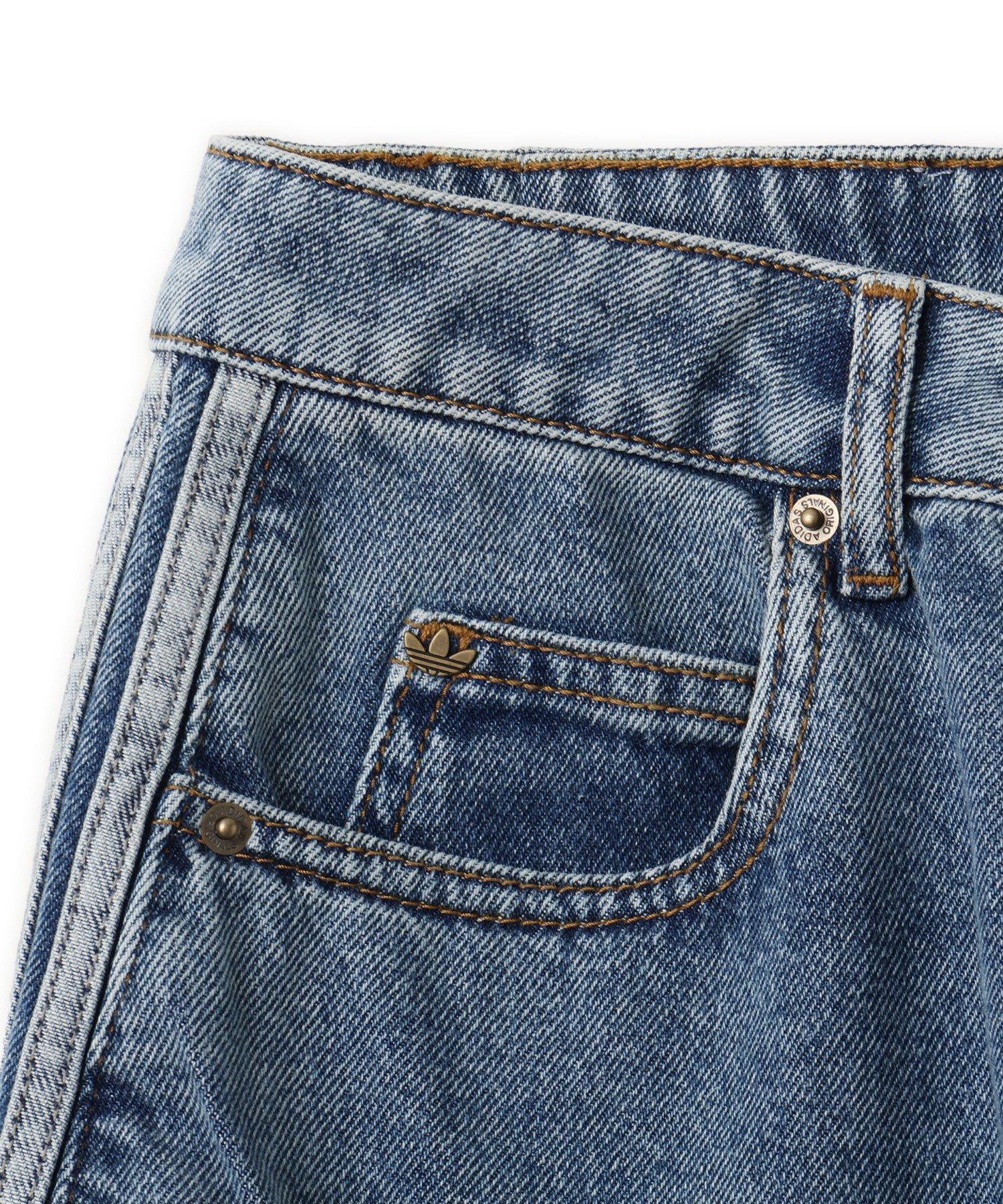 adidas HIGH RISE BARREL LEG DENIM PANT ウォーンブルーデニム アトモス パンツ その他のパンツ ブルー