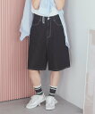 【SALE/50%OFF】earth music&ecology デニムハーフパンツ アースミュージック&エコロジー パンツ その他のパンツ ブラック ブルー