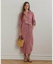LAUREN RALPH LAUREN ストライプ リネン ロールタブスリーブ シャツドレス ラルフローレン ワンピース・ドレス シャツワンピース レッド【送料...