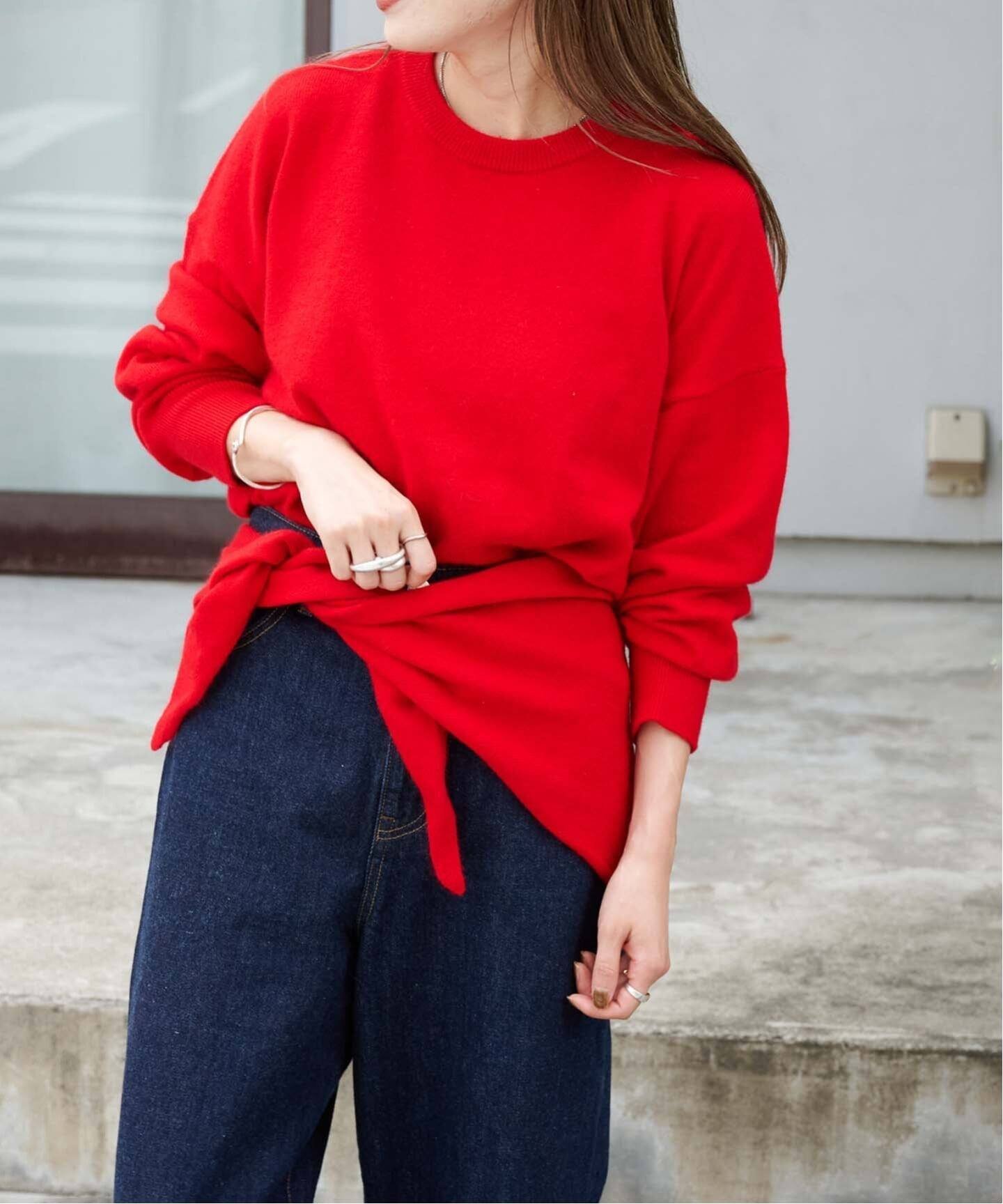 OUTDOOR PRODUCTS Usual Things クルーネックニットプルオーバー アウトドアプロダクツユージュアルシングス トップス ニット グレー レッド ネイビー【送料無料】のサムネイル