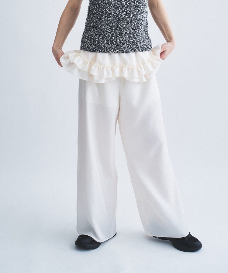 CODE A frill wide pants コードエー パンツ その他のパンツ ホワイト グレー