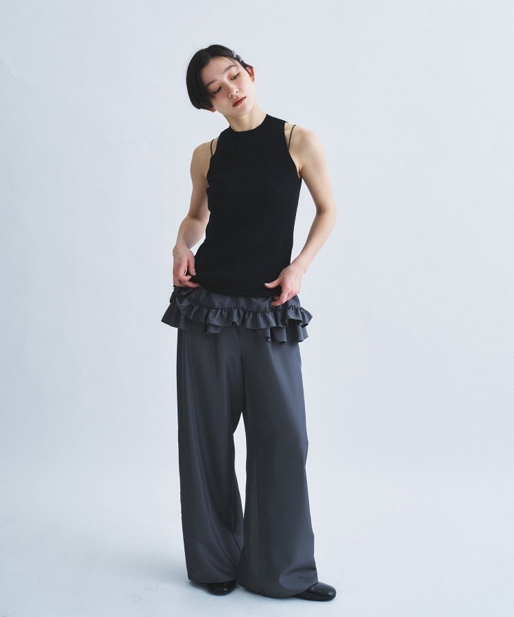 CODE A frill wide pants コードエー パンツ その他のパンツ ホワイト グレー