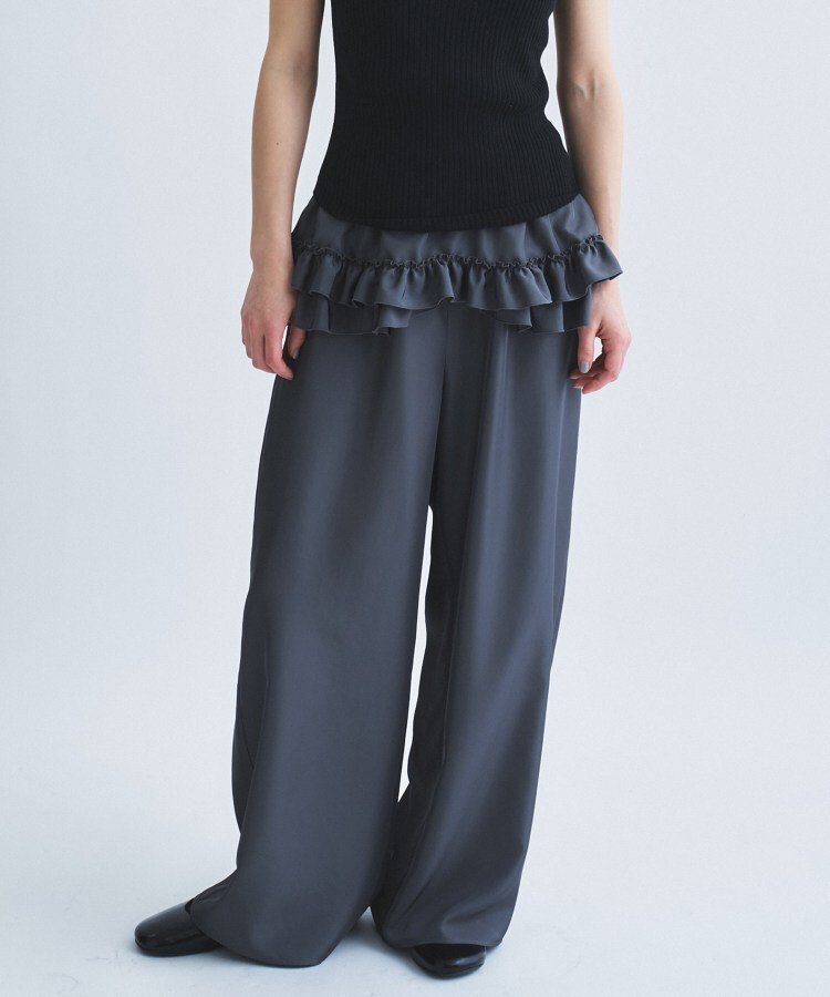 CODE A frill wide pants コードエー パンツ その他のパンツ ホワイト グレー
