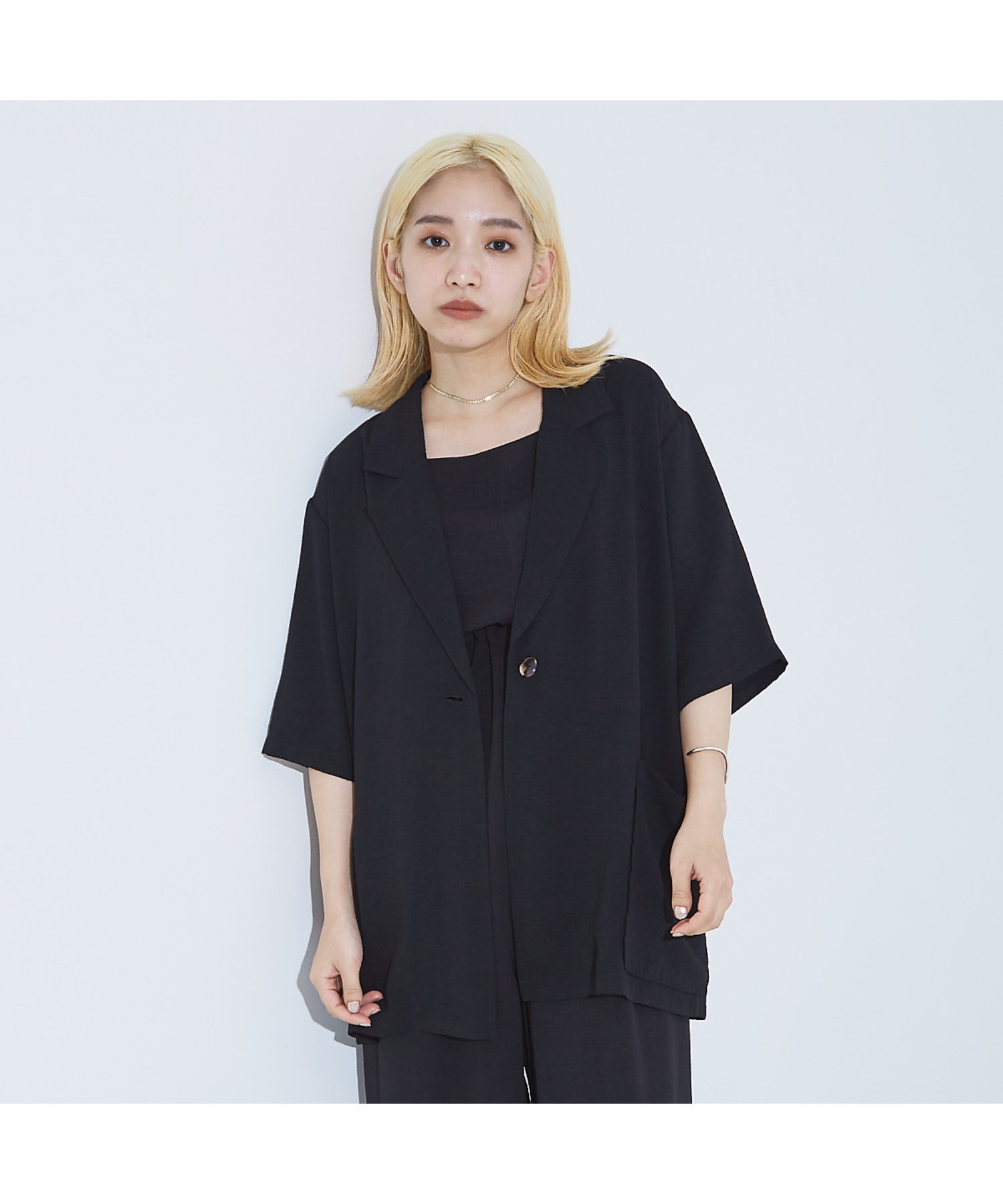 NOMINE 【レース仕様も登場!】リネンライク半袖ジャケット ノミネ ジャケット・アウター その他のジャケット・アウター ホワイト ブラック ブラウン ベージュ グリーン【送料無料】のサムネイル