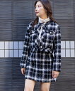 【SALE／50%OFF】clear チェック柄ツイードノーカラージャケット【セット可】 クリア ジャケット・アウター その他のジャケット・アウ..