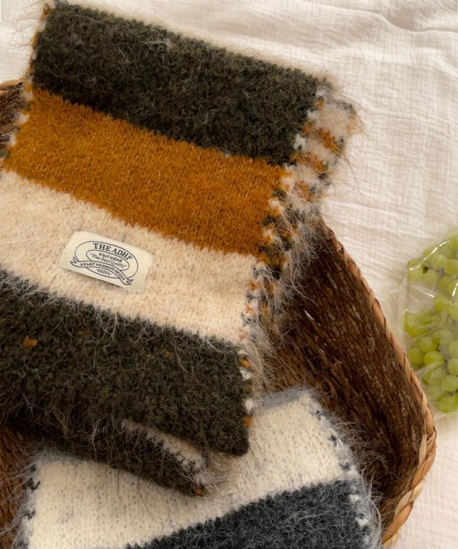 【SALE／10%OFF】aimoha - select - aimoha -select-/ウール混レトロストール アイモハ ファッション雑貨 マフラー・ストール・ネックウォーマー グレー イエロー レッド