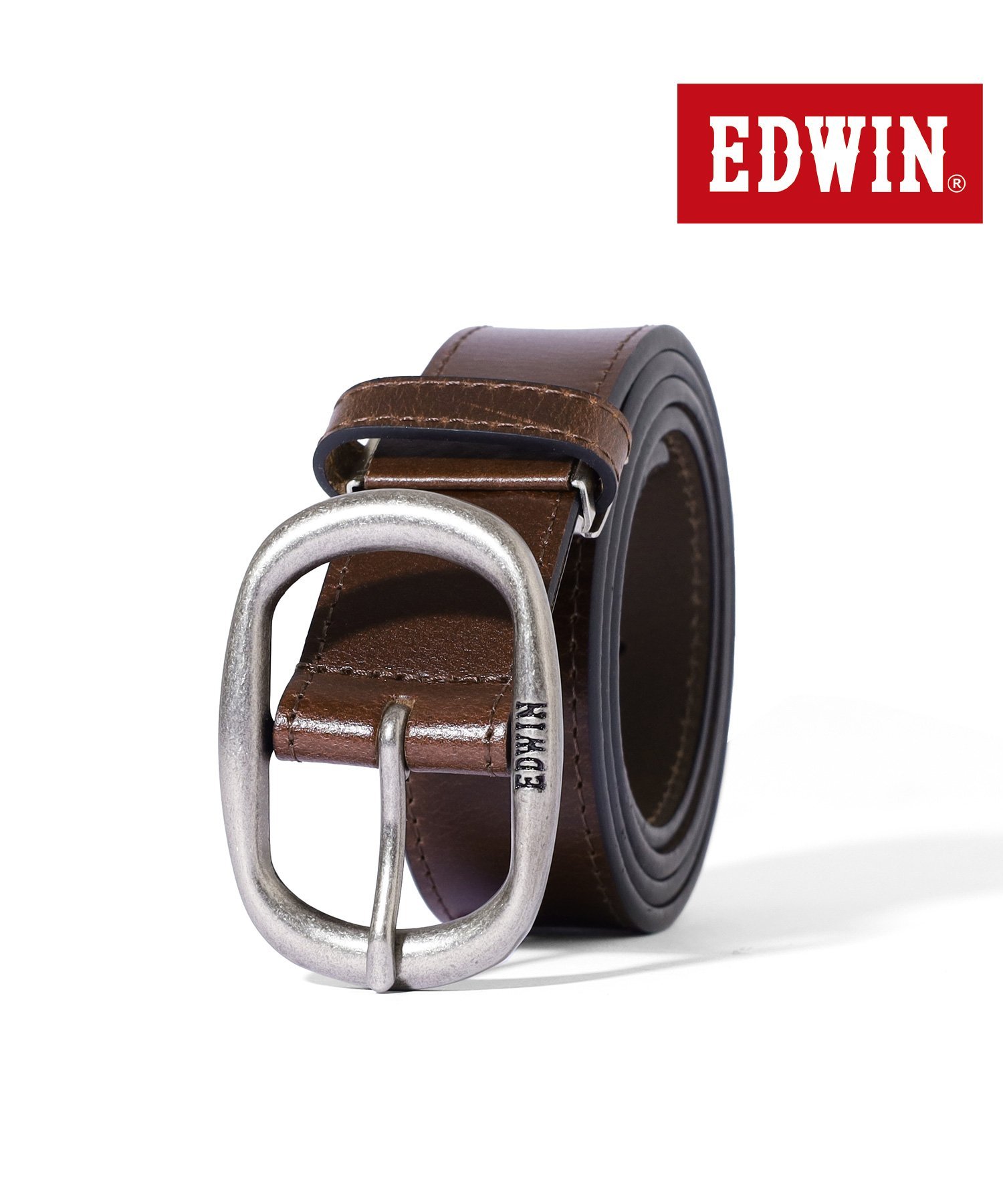 【SALE／30%OFF】EDWIN EDWIN エドウィン ベルト メンズ 牛革 本革 レザー ステッチ サイズ調整可 マルカワ ファッション雑貨 ベルト ブラウン ブラック レッド
