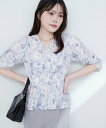 【SALE/30%OFF】natural couture 【WEB限定】淡彩フラワーVネックペプラムブラウス ナチュラルクチュール トップス シャツ・ブラウス ブラック ブルー グリーン
