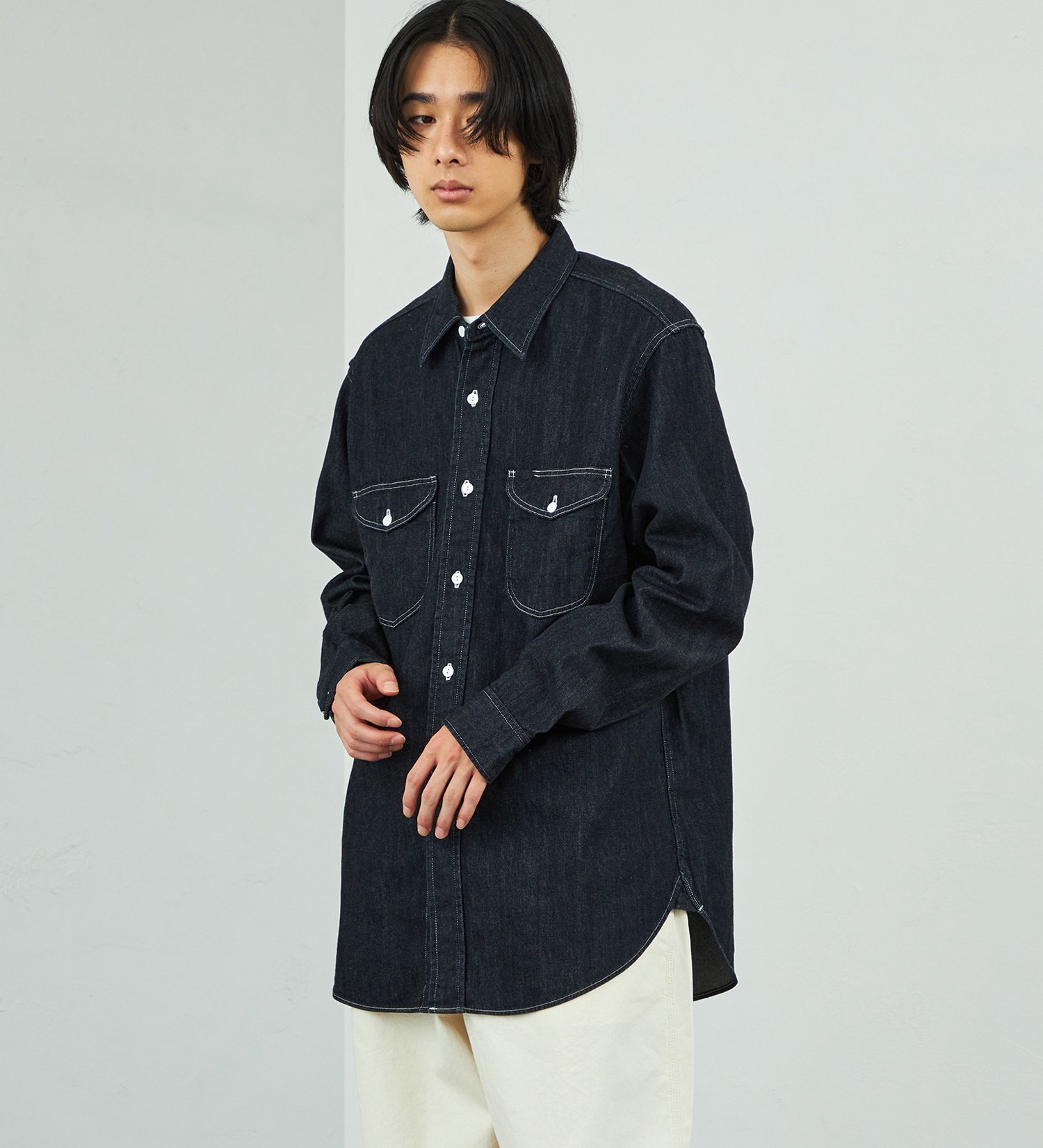 Lee Lee デニムワークシャツ【ライトオンスデニム素材】 エドウインオンラインモール トップス シャツ・ブラウス ブルー【送料無料】