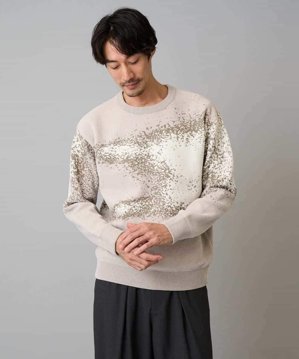 a.v.v 【洗濯機で洗える】モールジャカードボカシ柄ニット アー・ヴェ・ヴェ トップス ニット ベージュ グレー【送料無料】