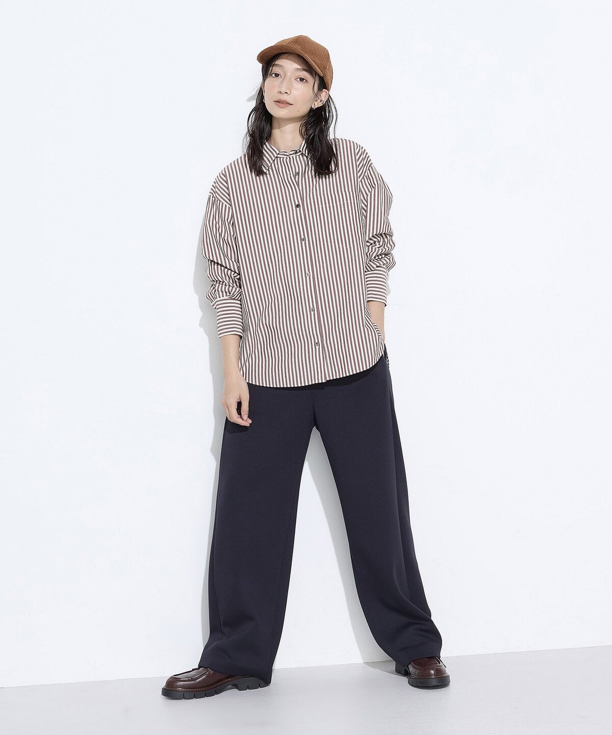 COMME CA Wardrobe レーヨンミックスダンボール パンツ コムサ パンツ スラックス・ドレスパンツ グレー ネイビー【送料無料】