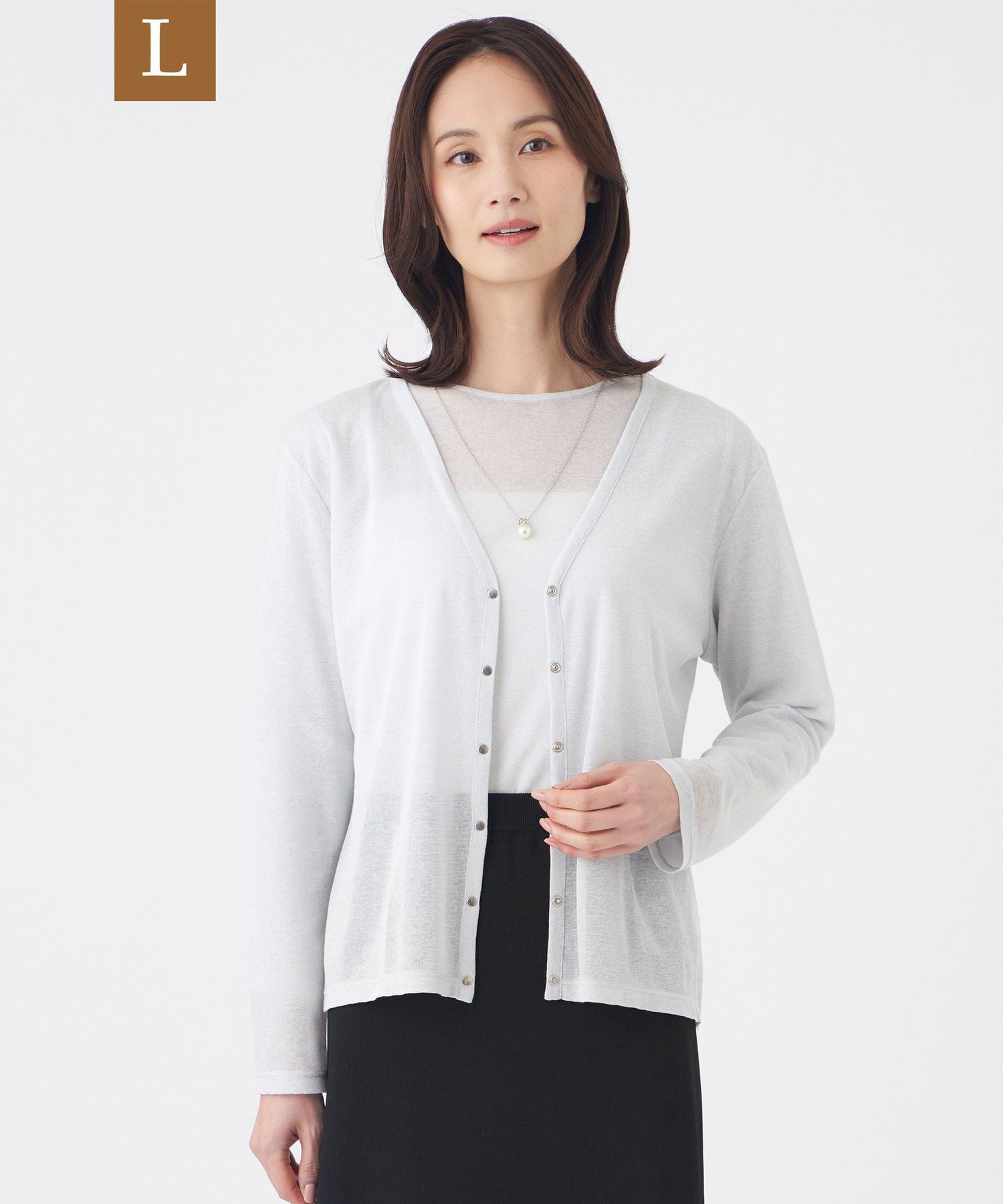 TRANS WORK 【L】【ウォッシャブル】シアーラメフライスカーディガン サンヨー エルサイズ トップス カットソー・Tシャツ ゴールド