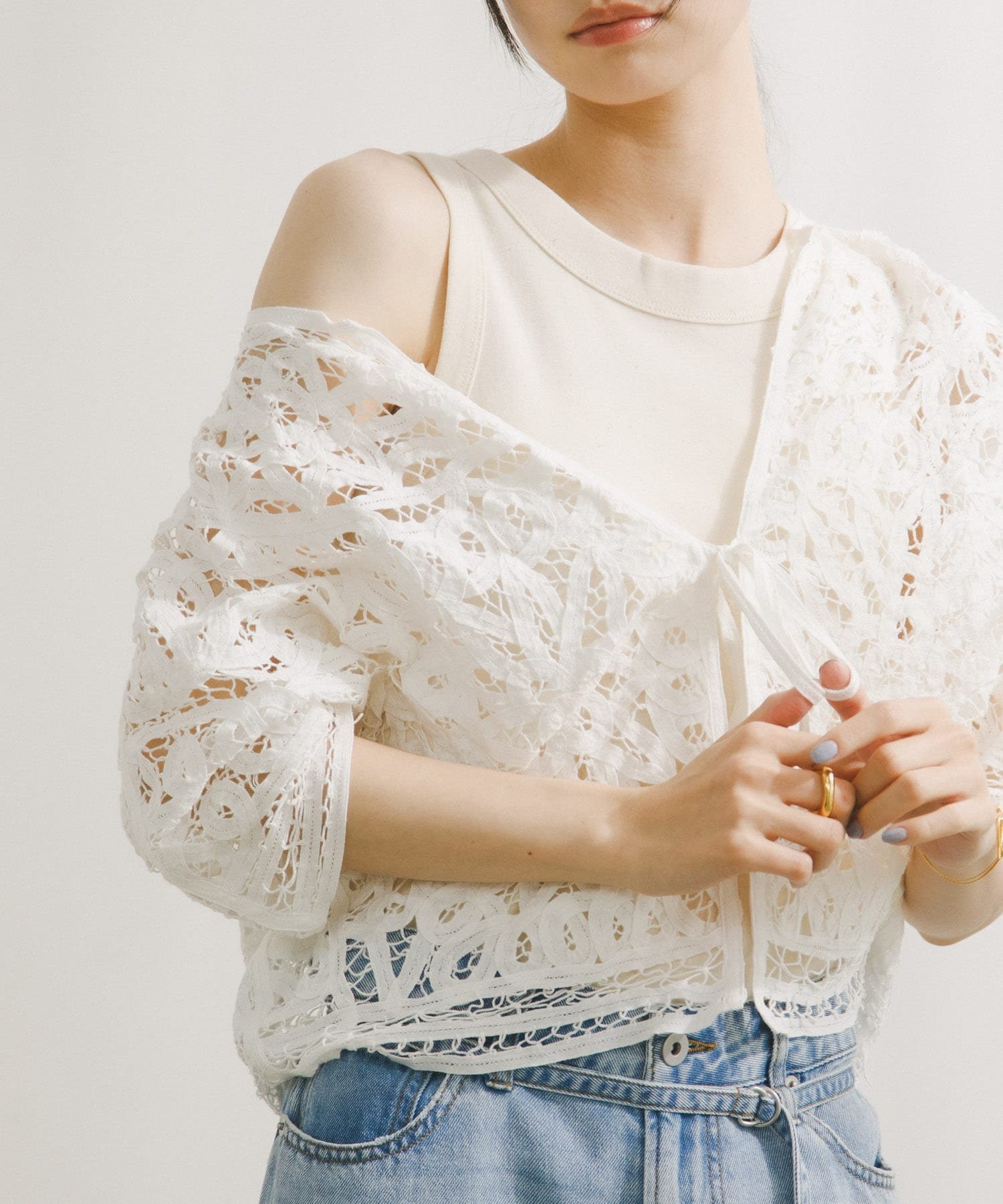 Natural Cotton TankTop アーバンリサーチドアーズ トップス ノースリーブ・タンクトップ グリーン ベージュ