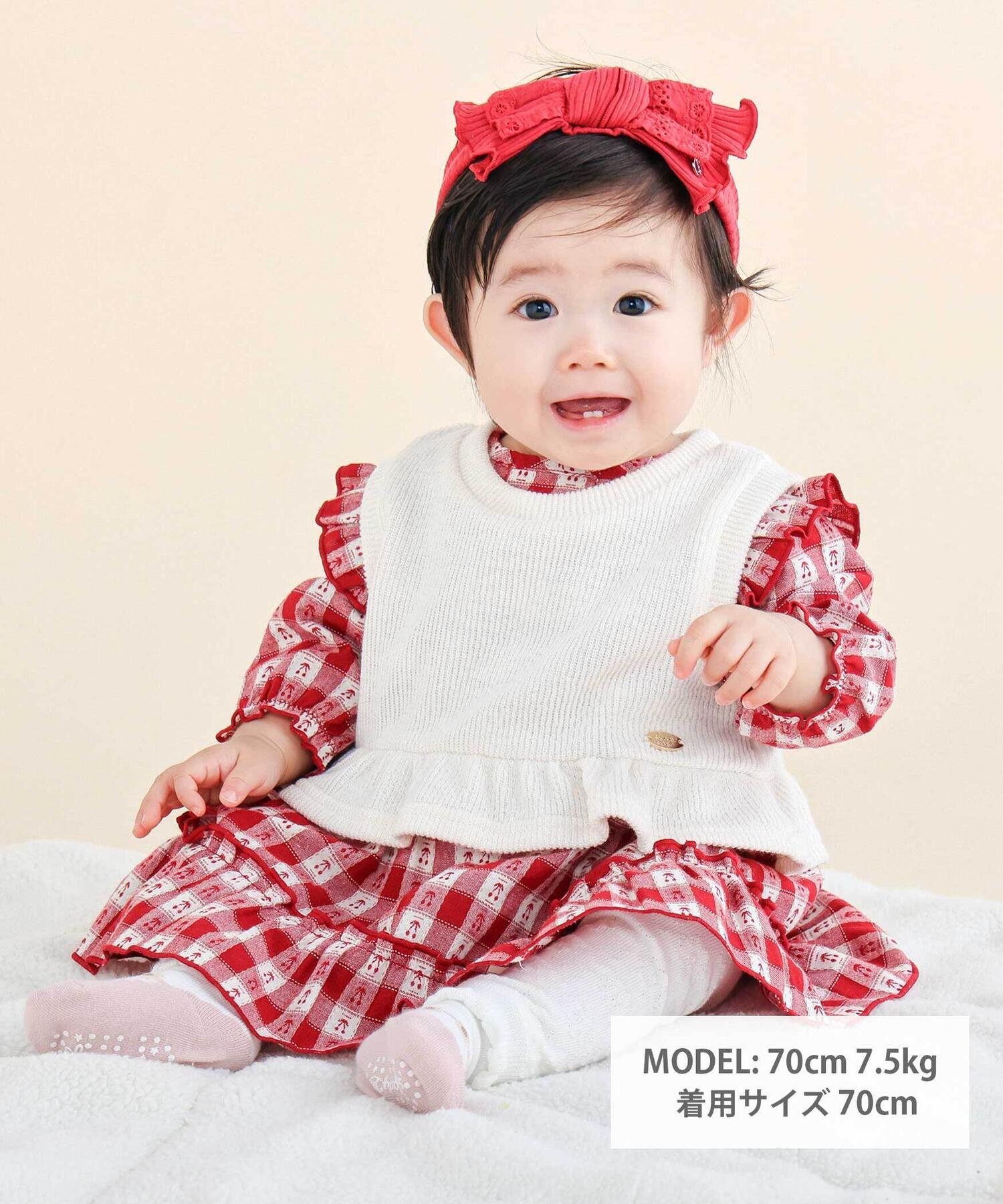 Rakuten FashionのSLAP SLIP BABY 【お揃い】チェックボディミニ+ベストセットベビー(70~80cm) ベベ オンライン ストア マタニティウェア・ベビー用品 ロンパース・カバーオール ネイビー レッド【送料無料】｜アングル3