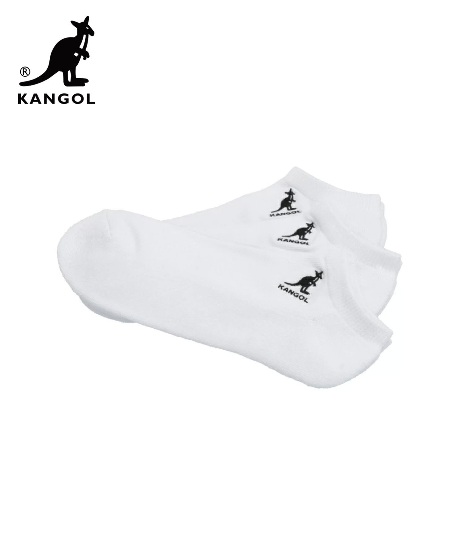 KANGOL/(M)アンクルソックス3P ハンドサイン 靴下・レッグウェア 靴下 ホワイト ブラック