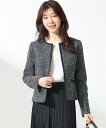any SiS リップルボーダーストレッチ ノーカラージャケット エニィスィス ジャケット・アウター ノーカラージャケット ネイビー ベージュ【送料無料】(4)