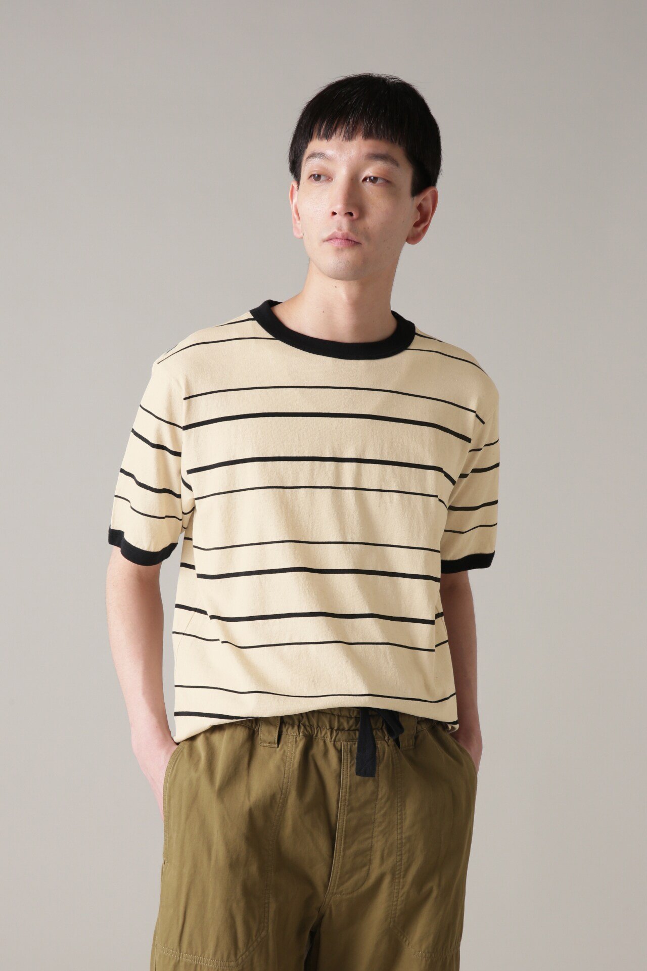 MHL. COTTON LINEN STRIPE JERSEY マーガレット・ハウエル トップス その他のトップス ホワイト ブラウン【送料無料】