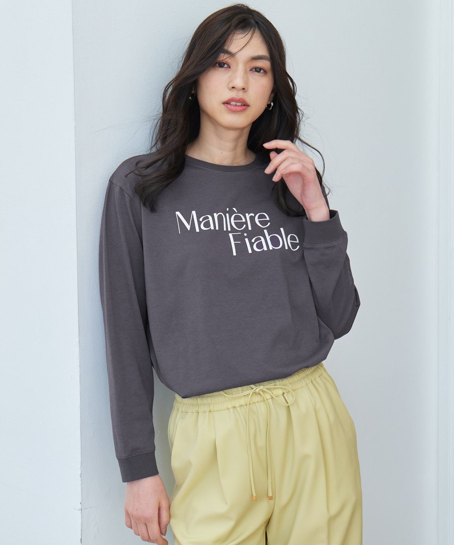 【SALE／30%OFF】ANY L オーガビッツロングスリーブTシャツ エニィ トップス カットソー・Tシャツ ホワイト グレー