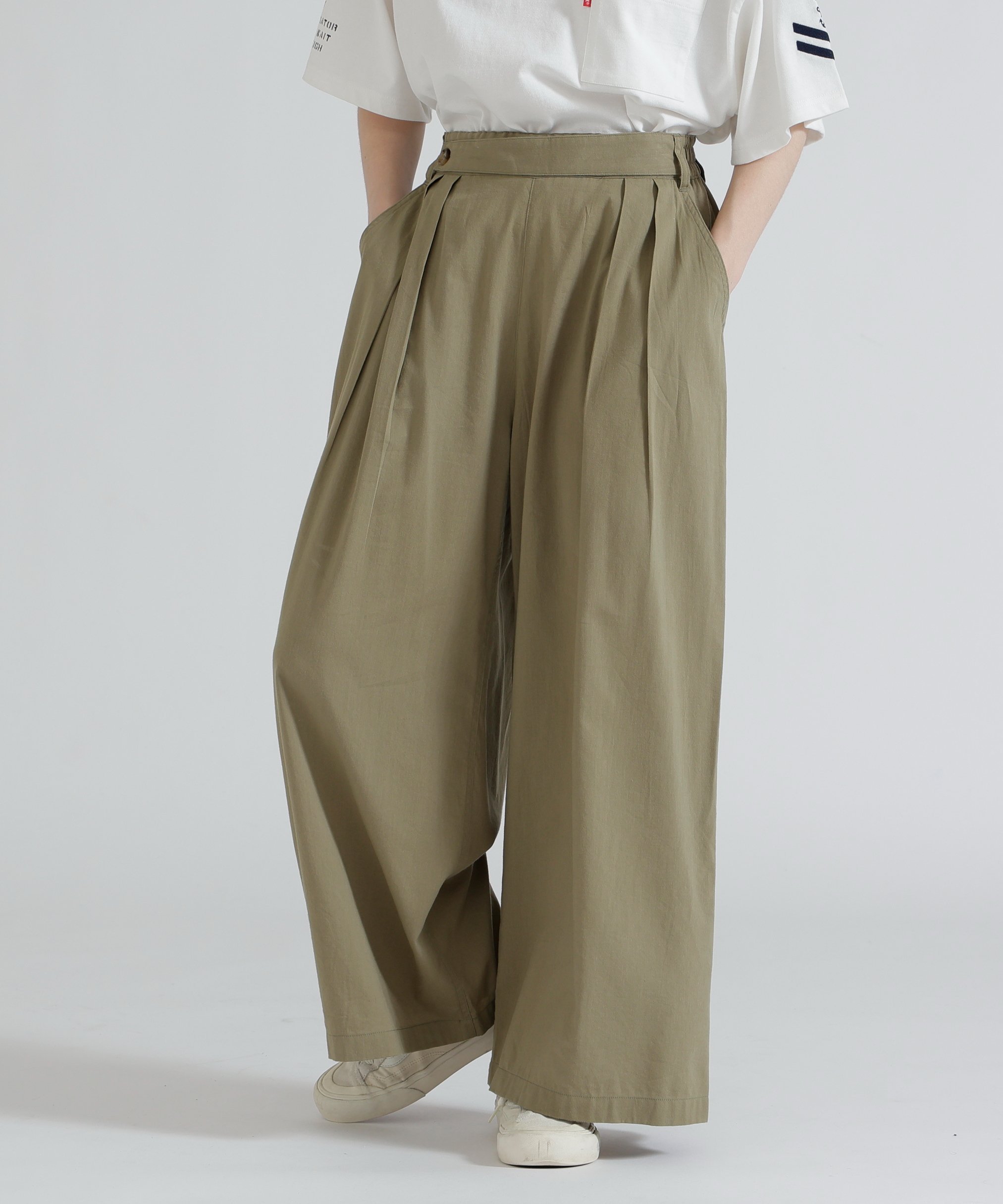 DESIGN BELT TUCK DETAIL PANTS アヴィレックス パンツ その他のパンツ ブラウン グリーン ブラック