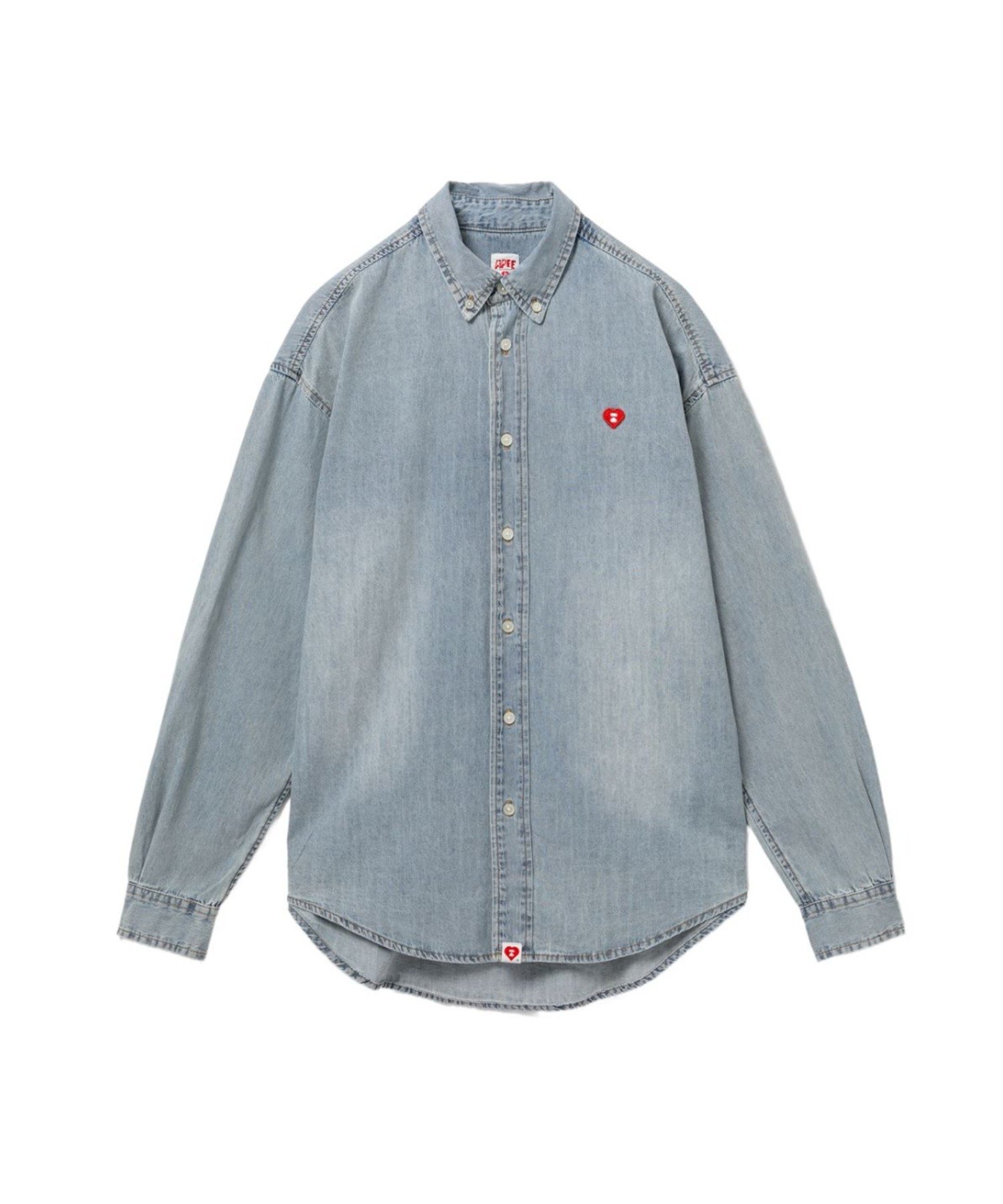 A BATHING APE EMBRO BADGE CHAMBRAY BOYFRIEND SHIRT ア ベイシング エイプ トップス シャツ・ブラウス ネイビー【送料無料】