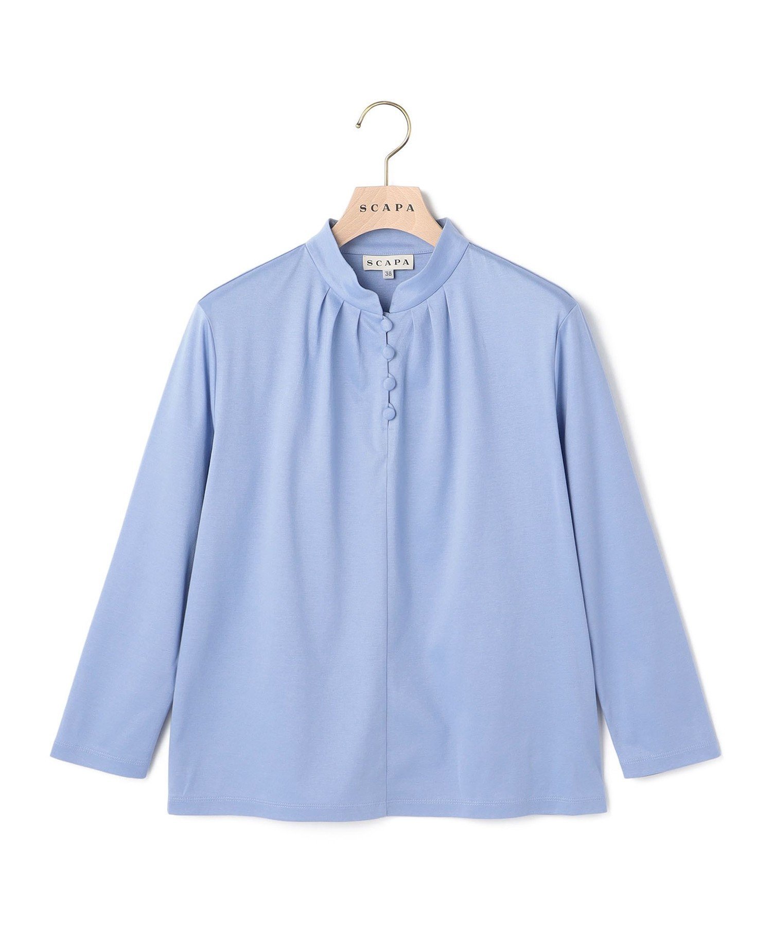 SCAPA スムースレイ衿付きカットソー スキャパ トップス カットソー・Tシャツ ネイビー