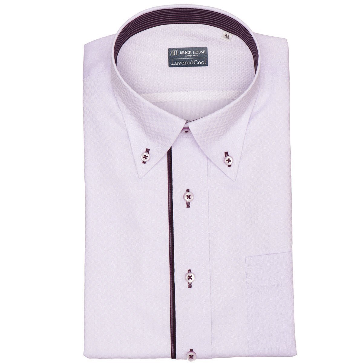 【SALE／33%OFF】BRICK HOUSE by Tokyo Shirts 【Layered Cool】【吸水速乾】 ボタンダウン 半袖 形態安定 ワイシャツ BM01K202AB46B1M-01 トーキョーシャツ スーツ・フォーマル Yシャツ・カッターシャツ パープル【送料無料】